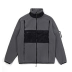 Stone Island zip-up jacket, gray with black front panels and stand collar