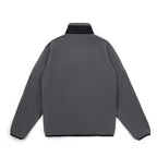 Stone Island jacket back view, gray with black inner yoke and high collar