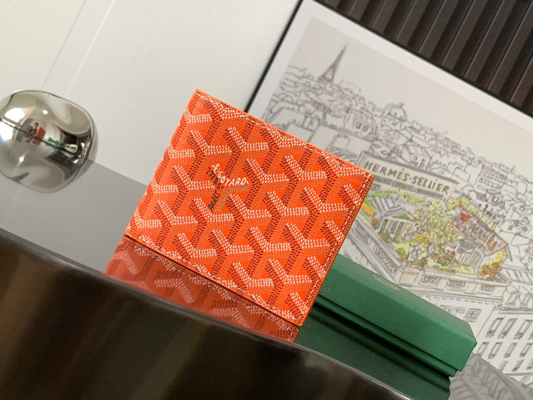 Goyard small orange monogram card holder