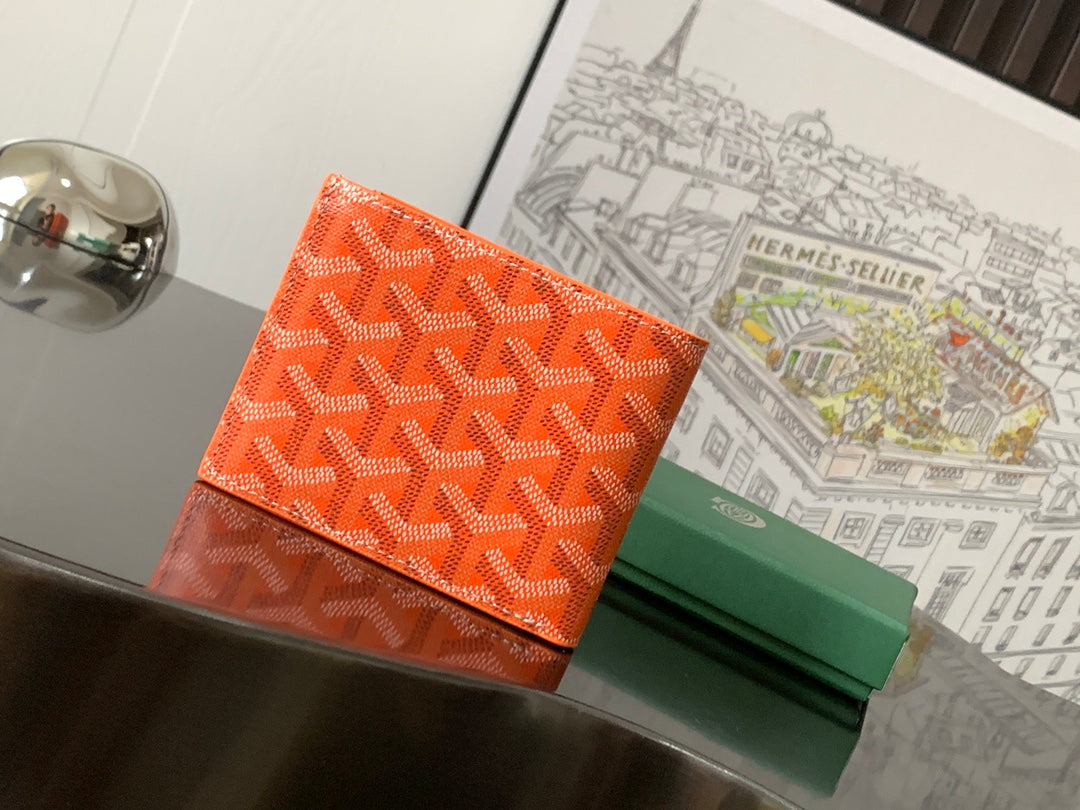 Goyard small orange monogram wallet