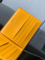 Goyard small bag, yellow leather front with card slots and stitching