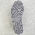 Rubber outsole of high-top sneaker with gray traction pattern and Nike logo
