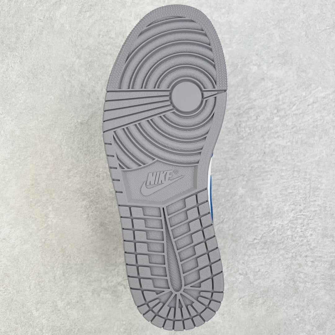 Rubber outsole of high-top sneaker with gray traction pattern and Nike logo