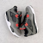 Grey and black low-top sneakers with red details, mesh panels, and white outsole