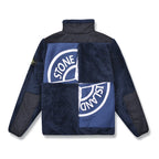 Fleece jacket, navy with back logos and contrasting blue panels