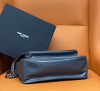 Saint Laurent small shoulder bag in dark blue leather with zip closure and chain strap