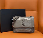 Small Saint Laurent shoulder bag with silver tone quilted leather and chain strap