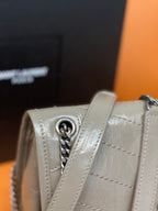 Small Saint Laurent shoulder bag with stitched top edge and chain connector detail