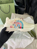 Beige Gucci x The North Face chunky sneakers, lace-up with colorful side logo