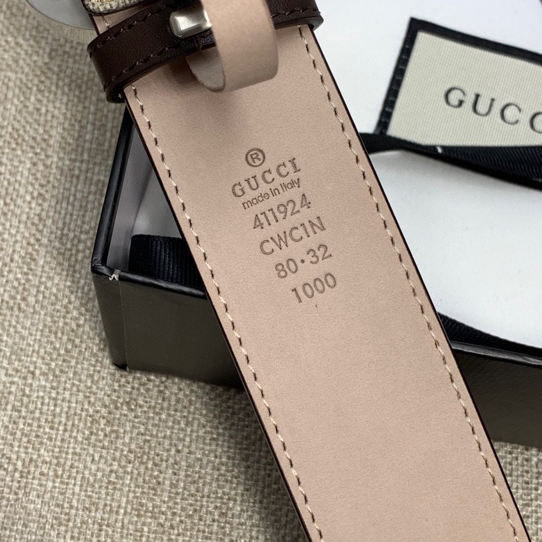 Gucci belt leather size tag with "Gucci" and "made in Italy" text