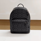 Coah patterned backpack bag with top handle and front zip pocket, dark gray
