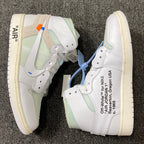 White and pale green high-top sneakers with 'AIR' side detail and cream soles
