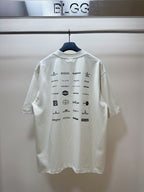 Balenciaga white short-sleeve T-shirt, back with black logo text and symbols