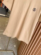 Light beige short-sleeve crewneck T-shirt with small chest logo and straight hem