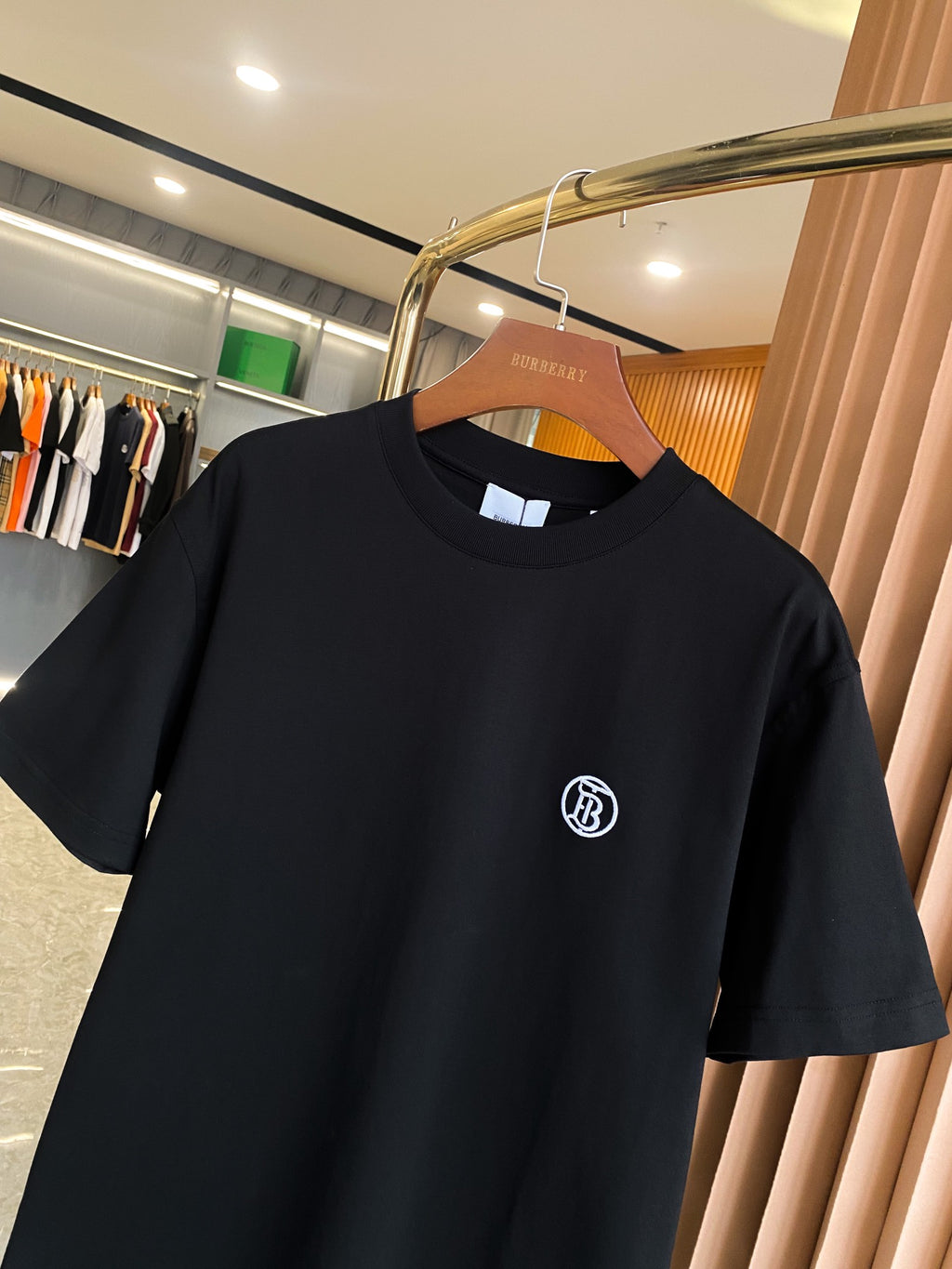 Burberry black crew-neck T-shirt with small circular chest logo