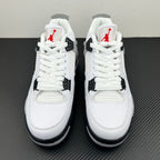 Pair of white high-top sneakers with red heel Jumpman and black collar details