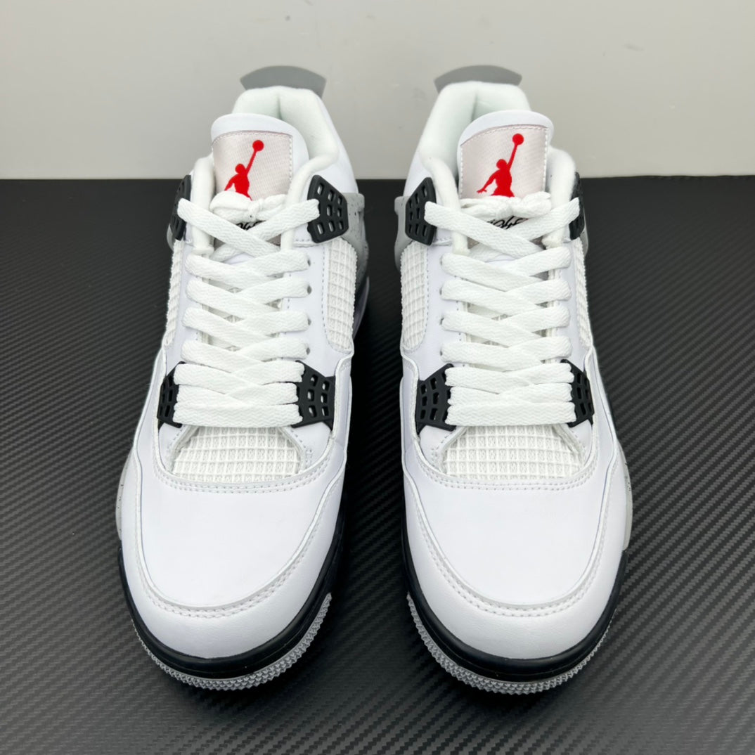 Pair of white high-top sneakers with red heel Jumpman and black collar details