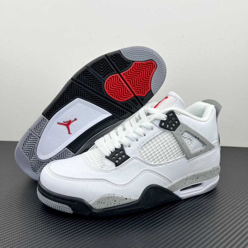White high-top sneaker outsole with black tread and red Jumpman patch