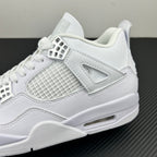 White Air Jordan 4 sneaker front quarter with mesh panel, lace-up, and air window