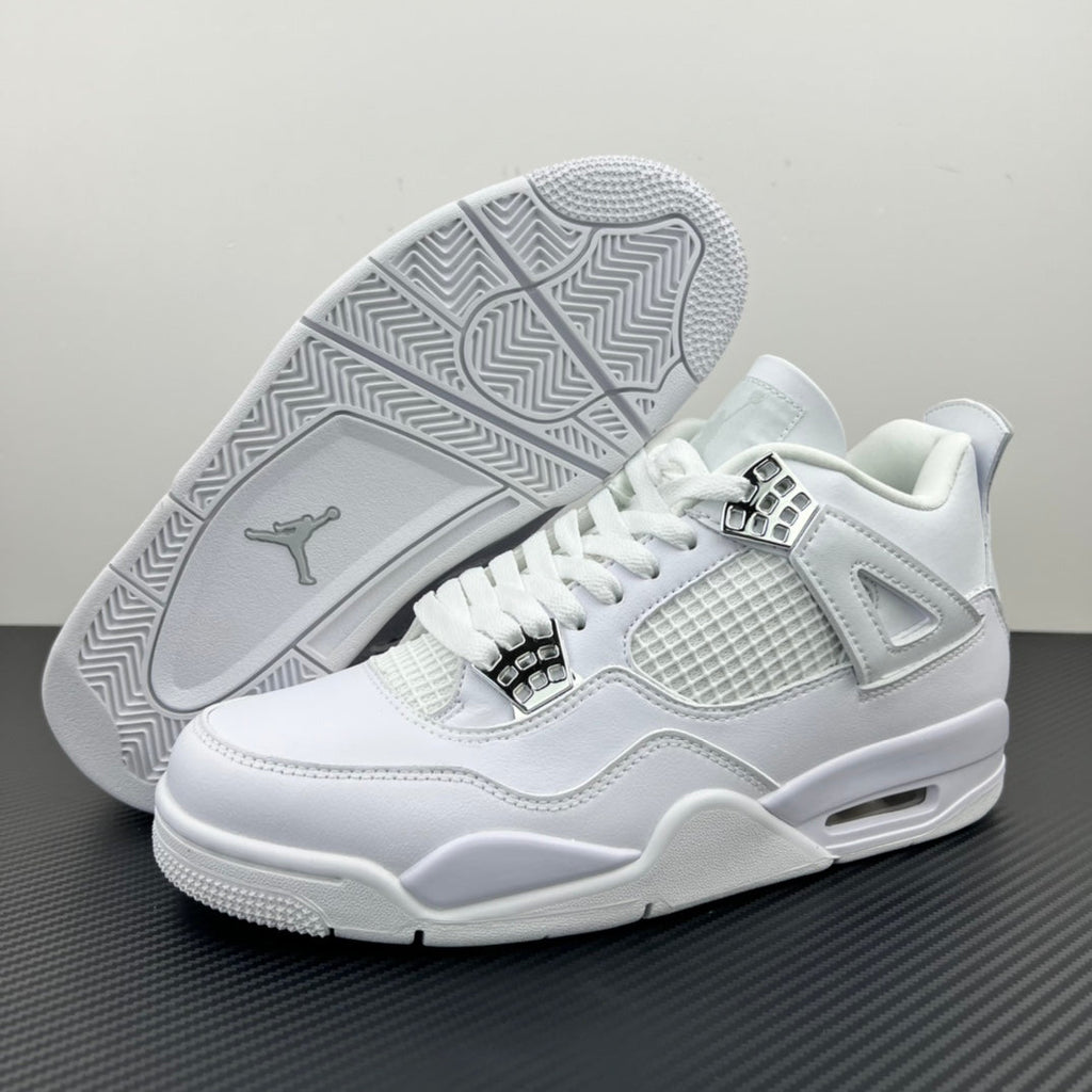 White Air Jordan 4 sneaker outsole with textured tread and Jumpman logo