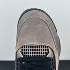 Taupe sneaker toe and side panel detail with perforated mesh window and stitching