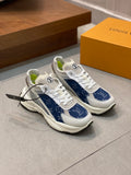 White and blue monogram unisex sneakers with chunky sole