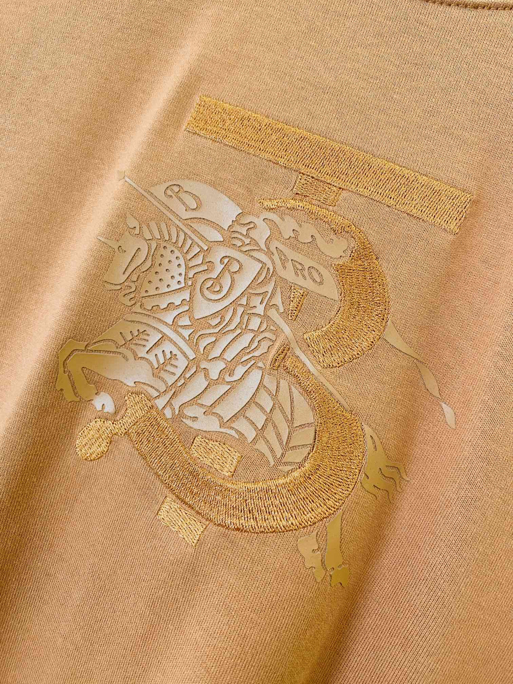 Burberry short-sleeve T-shirt in rust orange with embroidered logo graphic detail