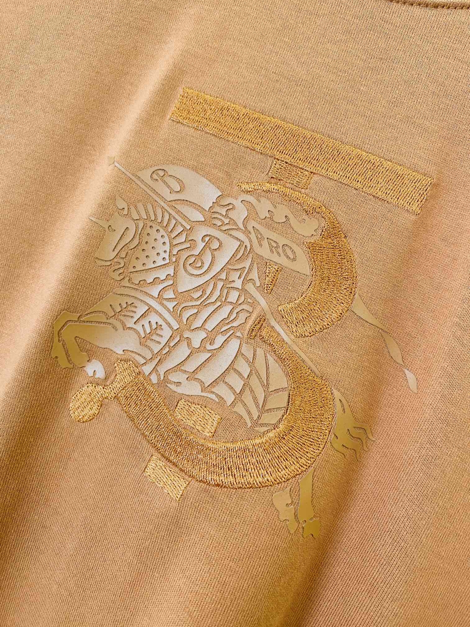 Burberry short-sleeve T-shirt in rust orange with embroidered logo graphic detail