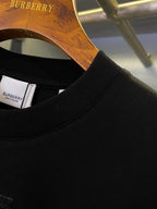 Black Burberry crew-neck T-shirt with ribbed collar and inner neck label