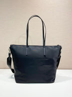Prada nylon tote bag with top handles and removable crossbody strap