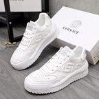 Versace white leather sneakers with lace-up front and logo details