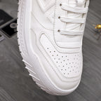 Versace white leather sneaker toe with perforations and stitched panels