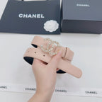 Light pink belt with rhinestone heart-shaped buckle detail, shown close-up