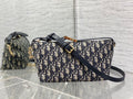 Dior crossbody bag in navy-and-cream Dior print canvas with navy leather strap