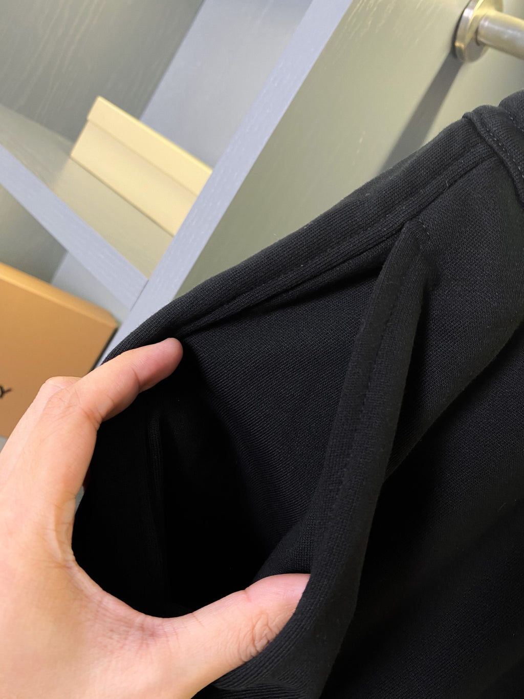 Black Burberry shorts with side pleats and elastic waistband
