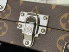 Louis Vuitton monogram bag metal clasp with engraved logo and stud plates