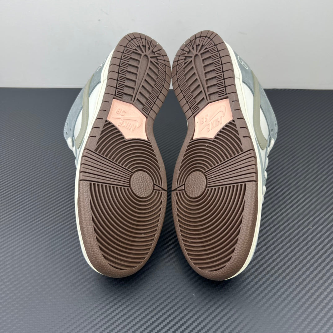 Two low-top sneaker soles with brown traction tread patterns