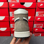 High-top sneakers, back view, tan suede heel with white collar and dark ankle panels