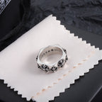 Chrome accessory ring, silver-tone with floral engraving and openwork sides