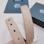 Chrome belt straps with beige leather and punched holes