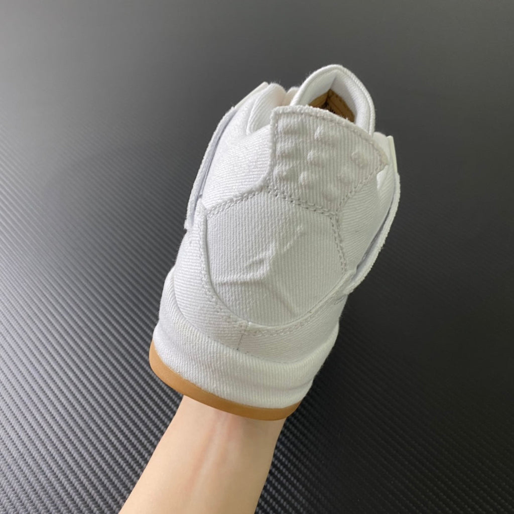 White high-top sneakers with padded collar and cream/gum heel section