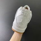 White high-top sneakers with padded collar and cream/gum heel section