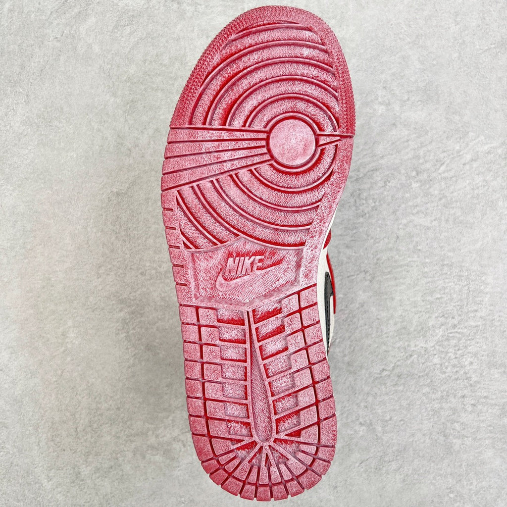 High-top sneaker outsole with textured tread in red