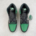 Pair of high-top sneakers with green and black uppers, cross-laced front, padded tongues