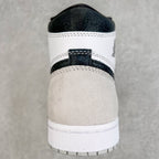 High-top sneakers back view with white midsole and white heel trim