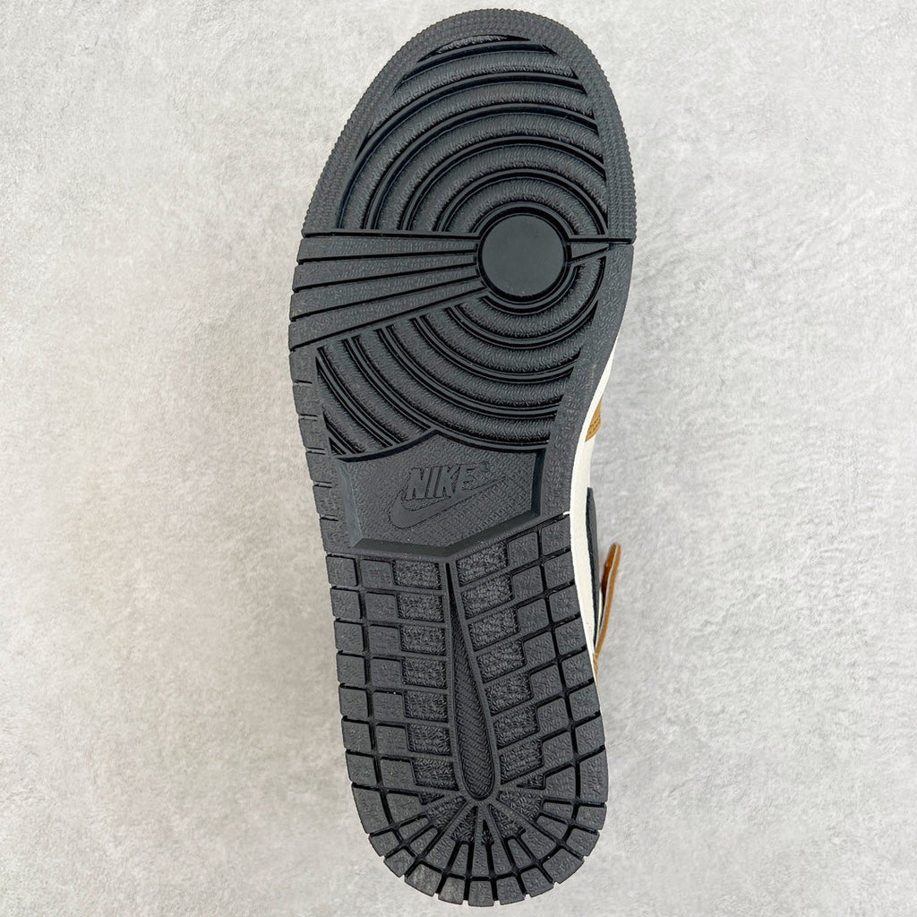High-top sneaker outsole with grippy black tread and Nike logo stamp.