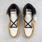 High-top sneakers showing interior with white lining, navy laces, and Nike Air tongue label.