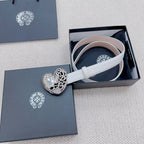White belt with silver heart buckle shown in its gift box