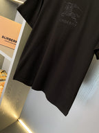 Black T-shirt with horse rider and BURBERRY logo printed near shoulder