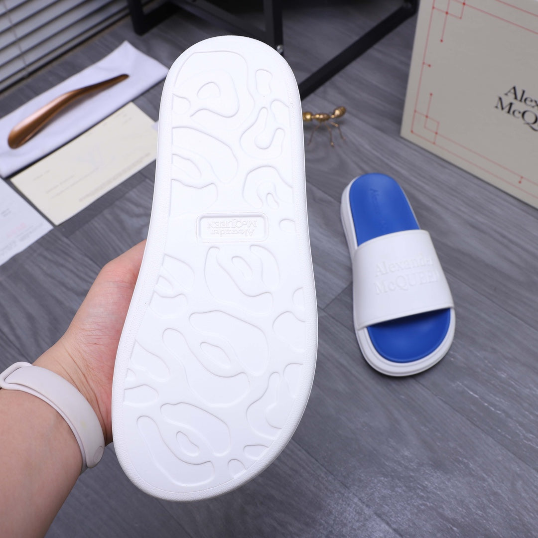 Alexander McQueen slide outsole, white textured tread with curved toe shape